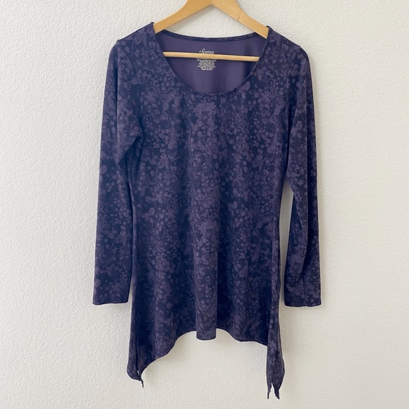 Soma Tunic Top Size Medium Dark Purple Black Shark Bite Hem - Picture 1 of 3